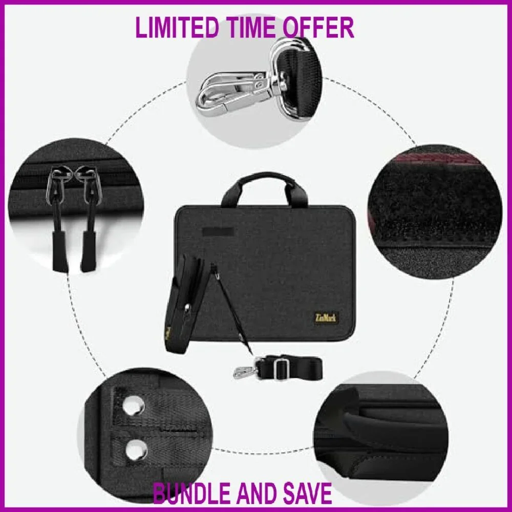 Military-Grade Laptop Briefcase 15.6 Inch Detachable Belt Bag Slim Protection